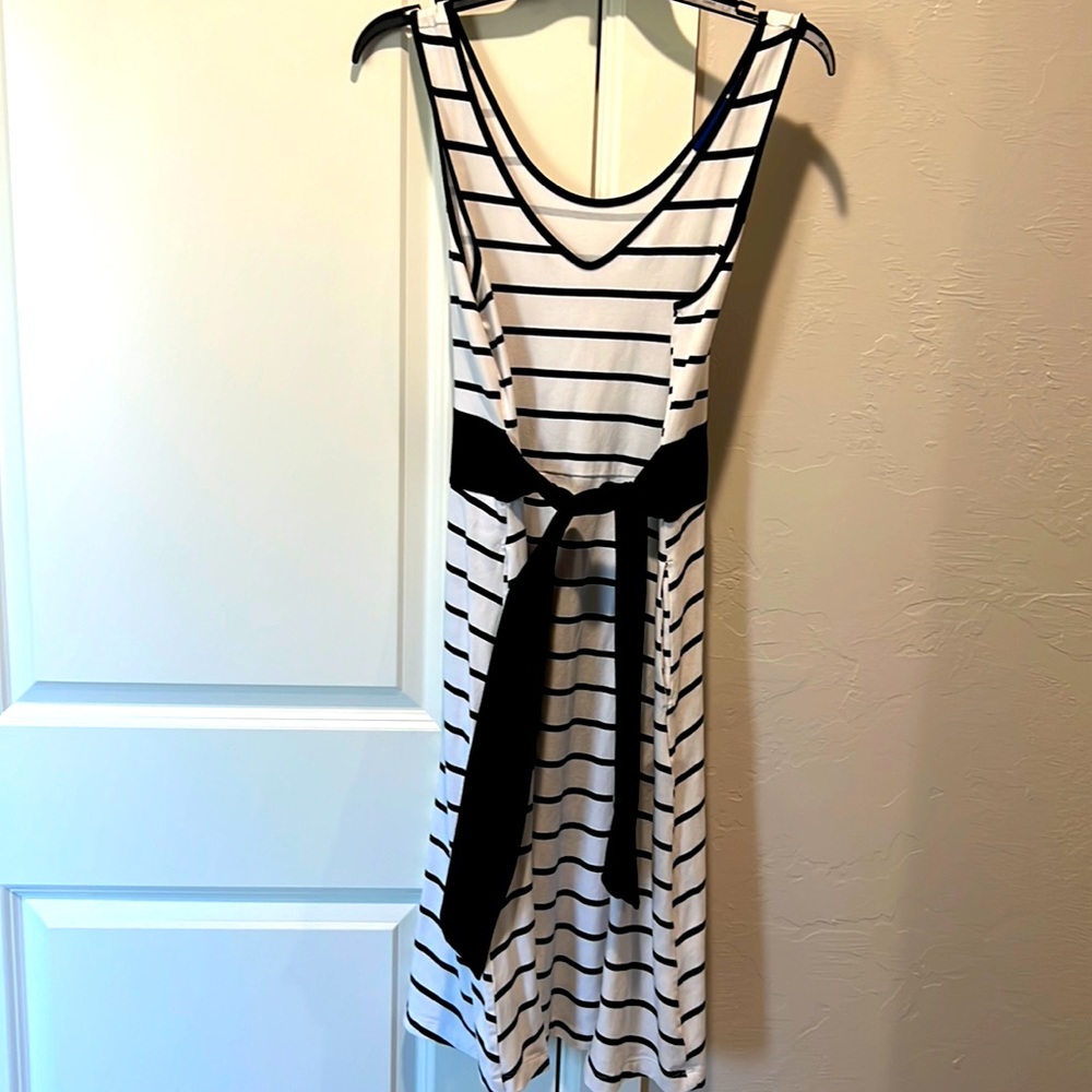 White dress with black stripes